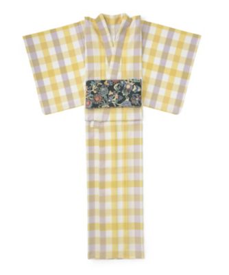 ＜WA・KKA＞ カジュアルきもの(ブロックチェック/イエロー) 【三越・伊勢丹/公式】
