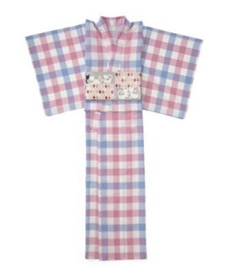 ＜WA・KKA＞ カジュアルきもの(ブロックチェック/ピンク) 【三越・伊勢丹/公式】