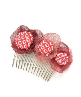 鹿の子絞<canoco>髪飾り 紫陽花 赤色 【三越・伊勢丹/公式】