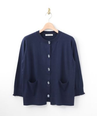 【SALE（伊勢丹）】＜マリリン ムーン/MARILYN MOON＞ 大きいサイズ OMI ビジューニットカーディガン(56-8266)(クローバー) ネイビー(navy) 【三越・伊勢丹/公式】