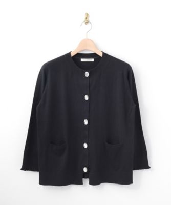 【SALE（伊勢丹）】＜マリリン ムーン/MARILYN MOON＞ 大きいサイズ OMI ビジューニットカーディガン(56-8266)(クローバー) ブラック(black) 【三越・伊勢丹/公式】