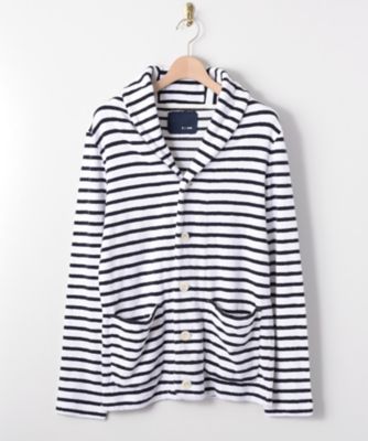 【SALE（三越）】＜ヴィルーム ネイビー/V::room_NAVY＞ 【S】パイルカーディガン(361380) ホワイトxネイビー 【三越・伊勢丹/公式】