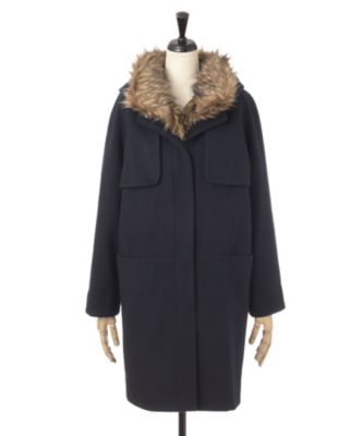 【SALE（三越）】＜メゾン ド ウーマン/MAISON DE WOMAN＞ カネカファーコート(16F-H-1001-M) ネイビー(75) 【三越・伊勢丹/公式】
