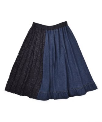 【SALE（伊勢丹）】＜ルール ロジェット/leur loggete＞ デニムレーススカート(04278) ネービーブルー 【三越・伊勢丹/公式】