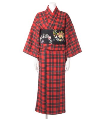 ＜WA・KKA＞ ウールきもの(赤チェック) 【三越・伊勢丹/公式】