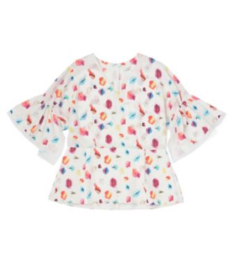 【SALE（三越）】＜LUGHA/ルーガ＞ 半袖フレアブラウス(1701-H-03) P.ホワイト 【三越・伊勢丹/公式】