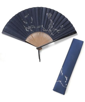 ＜新京清堂＞ 紳士扇子 清流 鮎すかしセット 紺 【三越・伊勢丹/公式】