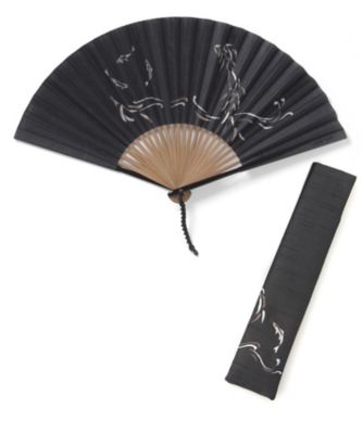 ＜新京清堂＞ 紳士扇子 清流 鮎すかしセット 黒 【三越・伊勢丹/公式】