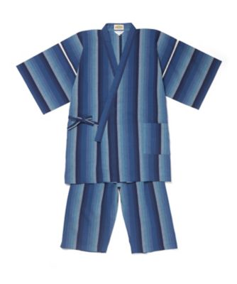 阿波しじら織 甚平【紺縞・・・NG-001】 【三越・伊勢丹/公式】