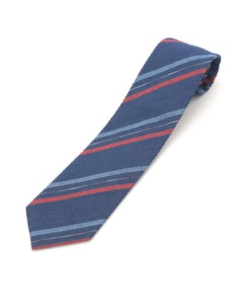 阿波しじら織ネクタイ 紺地赤ライン 【三越・伊勢丹/公式】