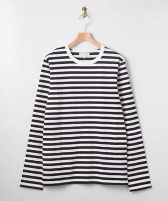 ＜アニエスベー オム＞ 細ボーダーTシャツ(4366J008) 1000・ブラックxホワイト 【三越・伊勢丹/公式】