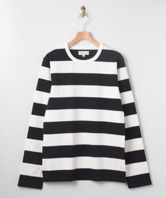 ＜アニエスベー オム＞ 太ボーダーTシャツ(4366J019) 1000・ブラックxホワイト 【三越・伊勢丹/公式】