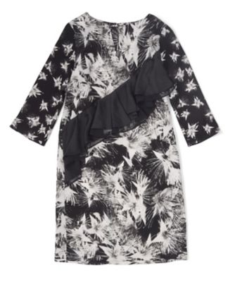【SALE（三越）】＜CROSS M/mika ninagawa/クロスエム ミカニナガワ＞ ラッフルドレス(1701-CA-01) APモノクロハナ 【三越・伊勢丹/公式】