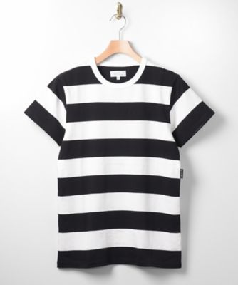 ＜アニエスベー オム＞ 太ボーダー半袖Tシャツ(8807J019) 1000・ブラックxホワイト 【三越・伊勢丹/公式】