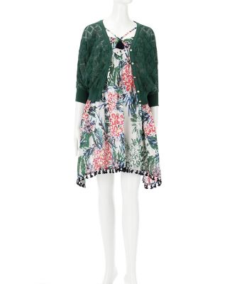 【SALE（伊勢丹）】＜マーリエ パー エフデL＞ 大きいサイズ MIQ ドレスxカーディガン(54-72121043)(クローバー) シロ(21) 【三越・伊勢丹/公式】