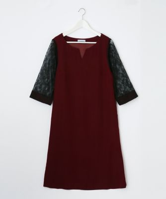 ＜Pale h'（ペールアッシュ）＞ 大きいサイズ ダブルクロスワンピース(PH17-AFOP10)(クローバー) レッド(15) 【三越・伊勢丹/公式】