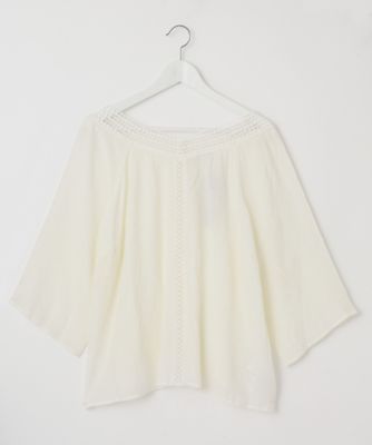 【SALE（伊勢丹）】＜Pale h'（ペールアッシュ）＞ 大きいサイズ 楊柳レースブラウス(PH17-SFS06)(クローバー) オフホワイト(02) 【三越・伊勢丹/公式】