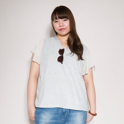 【SALE（伊勢丹）】＜VARAL DE MODA+＞ 大きいサイズ ソフトパイルシフォン袖プルオーバー(V71-2002)(クローバープラス) ライトグレー(91) 【三越・伊勢丹/公式】