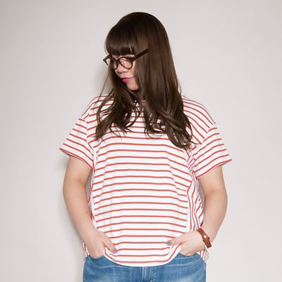 【SALE（伊勢丹）】＜VARAL DE MODA+＞ 大きいサイズ ソフトミニ裏毛切替ボーダーTシャツ(V71-2008)(クローバープラス) オレンジ(75) 【三越・伊勢丹/公式】