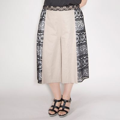 【SALE（伊勢丹）】＜VARAL DE MODA+＞ 大きいサイズ サイドレースタック入りガウチョパンツ(V71-2014)(クローバープラス) ベージュ(20) 【三越・伊勢丹/公式】