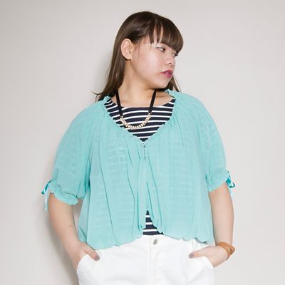 【SALE（伊勢丹）】＜VARAL DE MODA+＞ 大きいサイズ チュールリボンボレロ(V71-2015)(クローバープラス) ターコイズ(63) 【三越・伊勢丹/公式】