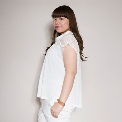 【SALE（伊勢丹）】＜VARAL DE MODA+＞ 大きいサイズ スタンドオフカラーオパールプリントプルオーバー(V71-2017)(クローバープラス) ホワイト(10) 【三越・伊勢丹/公式】