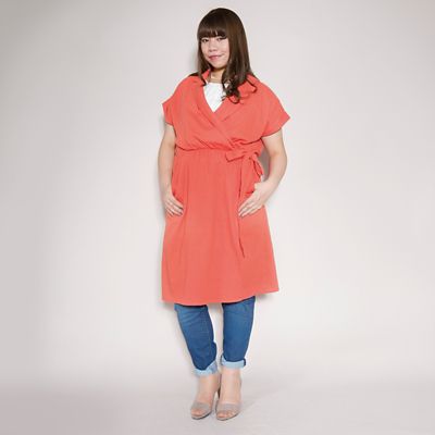 【SALE（伊勢丹）】＜VARAL DE MODA+＞ 大きいサイズ フレンチスリーブガウンワンピース(V71-2018)(クローバープラス) オレンジ(75) 【三越・伊勢丹/公式】