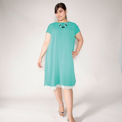 【SALE（伊勢丹）】＜VARAL DE MODA+＞ 大きいサイズ チュールフリルバックワンピース(V71-2026)(クローバープラス) グリーン(30) 【三越・伊勢丹/公式】
