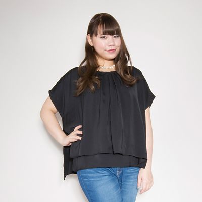 【SALE（伊勢丹）】＜VARAL DE MODA+＞ 大きいサイズ 2WAYシフォンカット アンド ソーンプルオーバー(V71-2003)(クローバープラス) ブラック(90) 【三越・伊勢丹/公式】