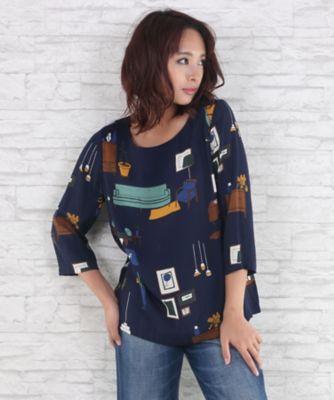 ＜サブストリート マイスタンダード/SAB STREET MY STANDARD＞ 大きいサイズ <nice things>レトロプリントブラウス(33-01-5665)(クローバー) インテリア(03) 【三越・伊勢丹/公式】