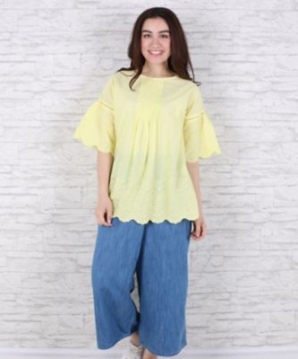 【SALE（伊勢丹）】＜サブストリート マイスタンダード/SAB STREET MY STANDARD＞ 大きいサイズ ピンタックブラウス(33-03-5623)(クローバー) キイロ(50) 【三越・伊勢丹/公式】