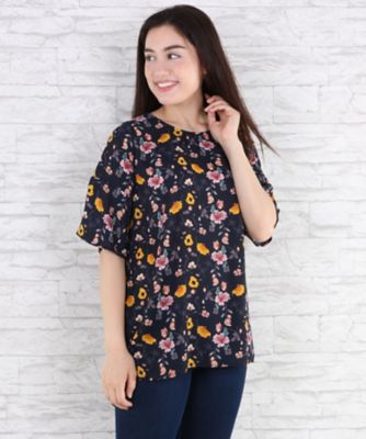 【SALE（伊勢丹）】＜サブストリート マイスタンダード/SAB STREET MY STANDARD＞ 大きいサイズ フラワージョーゼットブラウス(33-03-5699)(クローバープラス) ネイビー系(43) 【三越・伊勢丹/公式】