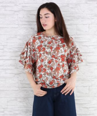 【SALE（伊勢丹）】＜サブストリート マイスタンダード/SAB STREET MY STANDARD＞ 大きいサイズ フラワープリントシャーリングブラウス(33-03-5701)(クローバープラス) オフホワイト系(03) 【三越・伊勢丹/公式】