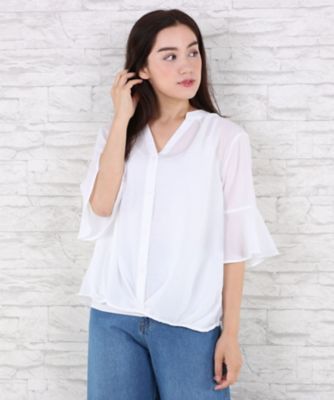 【SALE（伊勢丹）】＜サブストリート マイスタンダード/SAB STREET MY STANDARD＞ 大きいサイズ シワ加工タックブラウス(33-03-5728)(クローバープラス) オフホワイト(01) 【三越・伊勢丹/公式】