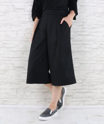 ＜サブストリート マイスタンダード/SAB STREET MY STANDARD＞ 大きいサイズ 【予約商品・10月下旬頃お届け】タックツイルガウチョパンツ(33-13-9555)(クローバープラス) ブラック(00) 【三越・伊勢丹/公式】