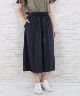 ＜サブストリート マイスタンダード/SAB STREET MY STANDARD＞ 大きいサイズ 花柄&ストライプギャザーガウチョパンツ(33-13-9558)(クローバー) ストライプ(46) 【三越・伊勢丹/公式】