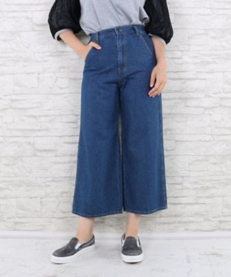 【SALE（伊勢丹）】＜サブストリート マイスタンダード/SAB STREET MY STANDARD＞ 大きいサイズ デニムワイドパンツ(33-13-9579)(クローバープラス) ネイビー(40) 【三越・伊勢丹/公式】