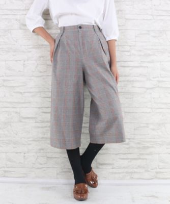 ＜サブストリート マイスタンダード/SAB STREET MY STANDARD＞ 大きいサイズ グレンチェックコットンガウチョパンツ(33-13-9602)(クローバープラス) オレンジチェック(13) 【三越・伊勢丹/公式】