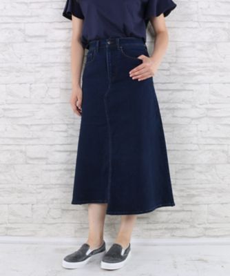 ＜サブストリート マイスタンダード/SAB STREET MY STANDARD＞ 大きいサイズ <London Denim>リメイク風ミモレ丈デニムスカート(33-14-9575)(クローバープラス) インディゴ(40) 【三越・伊勢丹/公式】