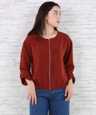 ＜サブストリート マイスタンダード/SAB STREET MY STANDARD＞ 大きいサイズ ノーカラージャケット(33-23-5207)(クローバー) ワイン(70) 【三越・伊勢丹/公式】