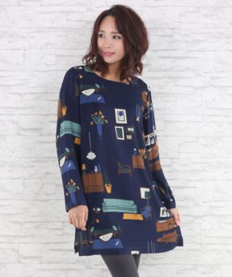 ＜サブストリート マイスタンダード/SAB STREET MY STANDARD＞ 大きいサイズ <nice things>レトロプリントワンピース(33-30-7892)(クローバープラス) インテリア(03) 【三越・伊勢丹/公式】