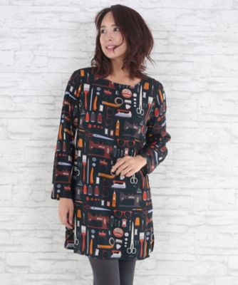 ＜サブストリート マイスタンダード/SAB STREET MY STANDARD＞ 大きいサイズ <nice things>レトロプリントワンピース(33-30-7892)(クローバープラス) ソーイング(04) 【三越・伊勢丹/公式】