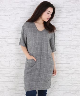 ＜サブストリート マイスタンダード/SAB STREET MY STANDARD＞ 大きいサイズ <nice things(ナイスシングス)>モノトーンチェックワンピース(33-30-7893)(クローバー) チェック(00) 【三越・伊勢丹/公式】