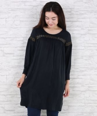 ＜サブストリート マイスタンダード/SAB STREET MY STANDARD＞ 大きいサイズ <MKT studio>ラメ入り切替チュニックワンピース(33-30-7910)(クローバー) ブラック(00) 【三越・伊勢丹/公式】