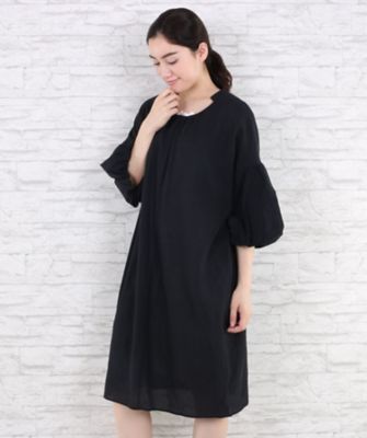 【SALE（伊勢丹）】＜サブストリート マイスタンダード/SAB STREET MY STANDARD＞ 大きいサイズ バルーンスリーブボイルワッシャーコットンワンピース(33-30-7935)(クローバー) ブラック(00) 【三越・伊勢丹/公式】