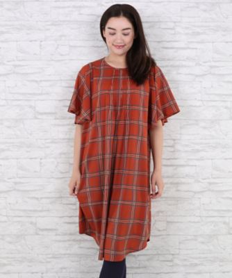 【SALE（伊勢丹）】＜サブストリート マイスタンダード/SAB STREET MY STANDARD＞ 大きいサイズ 手書き風チェックワンピース(33-30-7961)(クローバー) ブラウン(23) 【三越・伊勢丹/公式】