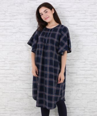 【SALE（伊勢丹）】＜サブストリート マイスタンダード/SAB STREET MY STANDARD＞ 大きいサイズ 手書き風チェックワンピース(33-30-7961)(クローバー) ネイビー(43) 【三越・伊勢丹/公式】