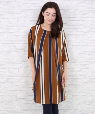 【SALE（伊勢丹）】＜サブストリート マイスタンダード/SAB STREET MY STANDARD＞ 大きいサイズ マルチストライプワンピース(33-30-7963)(クローバー) キャメル(23) 【三越・伊勢丹/公式】