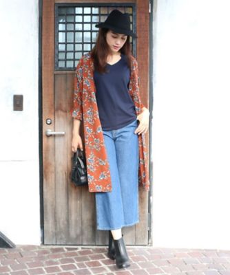 ＜サブストリート マイスタンダード/SAB STREET MY STANDARD＞ 大きいサイズ 花柄ガウンワンピース(33-30-7981)(クローバープラス) ブラウン(23) 【三越・伊勢丹/公式】