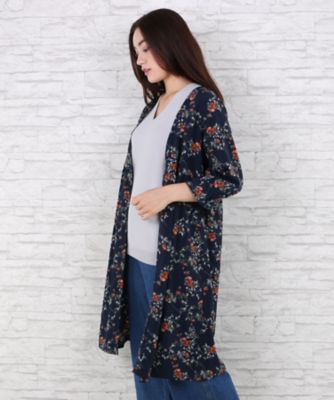 ＜サブストリート マイスタンダード/SAB STREET MY STANDARD＞ 大きいサイズ 花柄ガウンワンピース(33-30-7980)(クローバー) ネイビー(43) 【三越・伊勢丹/公式】